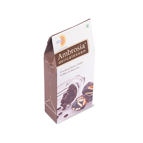 Image of Ambrosia Delicatessen Crushed Dates with Coffee and Biscuits - 100gm | Premium Dates, Khajoor, Khajur | Arabian Dates Gift Pack Box | 100% Natural | Gluten Free | Vegan