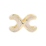 Kokoma X-Shaped Silk Scarf Ring for Women Cubic Zirconia Cross Scarf Holder Clip Buckle Shawl Brooch Minimalist Ring Fashion Jewelry Accessory, S, Cubic Zirconia Copper, no gemstone