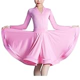 BK FASO Girls Kids Latin Ballroom Dance Dress Tango Salsa Performance Dancewear Rumba Samba Costume, Pink, 140cm
