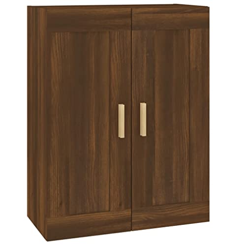Armoire murale chêne marron 69.5 cm meuble de rangement suspendu vertical séjour - 3