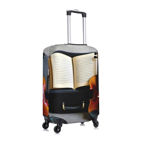 Violin and Book Luggage Covers For Suitcase Approved,Suitcase Cover Protector Fit 18-32 InchLuggage3