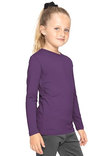 Image of Shirts for Girls Long Sleeve Crew Neck Top, Hoodie or 3 /4 Sleeve Soft Stretch Kids Lightweight Size 2-16