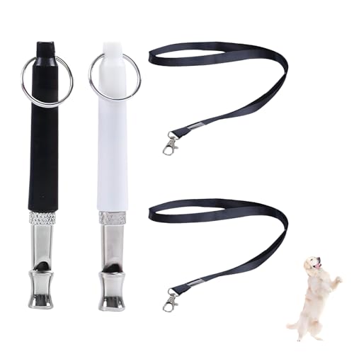 2 Piezas Silbato Ultrasónico para Perros, Silbato Ahuyenta Perros con Cordón Silbatos De Perro Antiladridos Frecuencias Ajustables Silencioso para Adiestramiento de Perros y Control de Ladridos