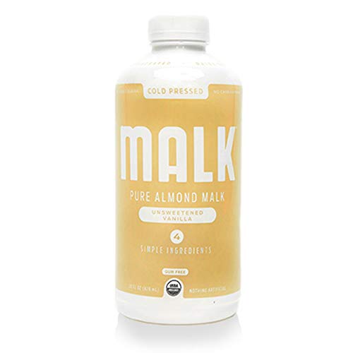 MALK Unsweetened MALK, Vanilla Almond, Non Dairy, SOY & Dairy Free, Lactose Free, 28 oz, (Pack of 6)