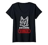 Photo Gallery donna impressionante yorkie yorkshire terrier cane proprietario cucciolo amante animale domestico maglietta con collo a v Photo Gallery donna impressionante yorkie yorkshire terrier cane proprietario cucciolo amante animale domestico maglietta con collo a v