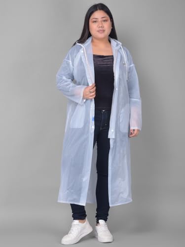 Image of Dollar Rainguard Women's PVC Full Sleeve Solid Raincoat with Adjustable Hood and Pocket