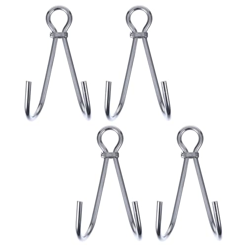HOUDERCO 4個ステンレス製ダブルクリップ潜水流フック 耐食性高く信頼性 ドリフトダイビングや海中探索向け 水中カメラや器具固定に