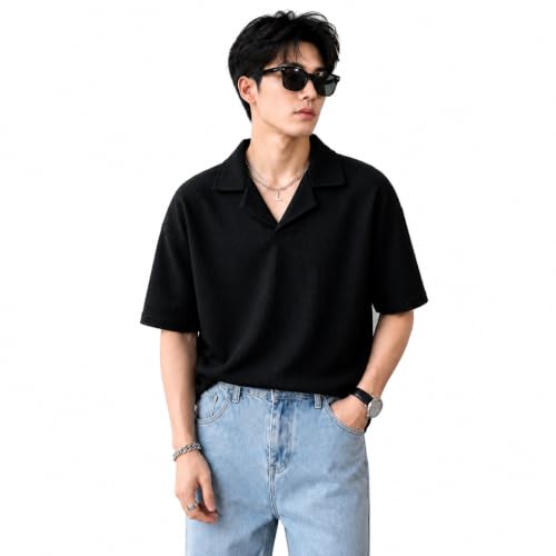 Image of Waffle (Cotton) Men t-Shirts Classic Short Sleeve Lightweight Summer Wear Casual Oversized t Shirt for Men