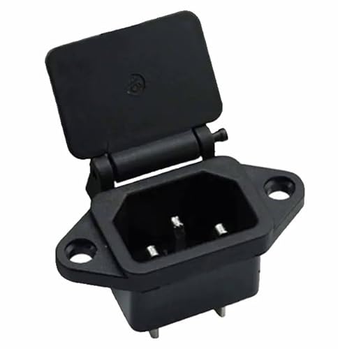 Kaltgeräte Einbau-Stecker Einbau-Buchse C-14 mit Abdeckung, 10A/250V mit 2 Loch Rahmenbefestigung, Löt oder Steckanschluß 4,8mm Kaltgeräte Einbau-Stecker Einbau-Buchse C-14 mit Abdeckung, 10A/250V mit 2 Loch Rahmenbefestigung, Löt oder Steckanschluß 4,8mm