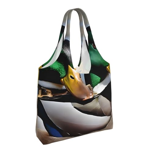 (Mallard Duck) Large Tote Shoulder Bag Fashion Canvas Handbag Reusable Shopping Bag Travel Bag For Women2