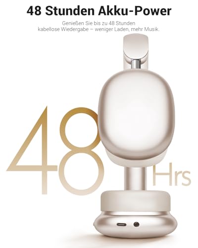 Wentronic Y01 Noise-Cancelling-Kopfhörer, Kabellose Over-Ear-Kopfhörer, Bluetooth 5.3, Hi-Res Sound, 48h Wiedergabe, faltbar, mit Mikrofon für iOS/Android/PC – Sternenlicht