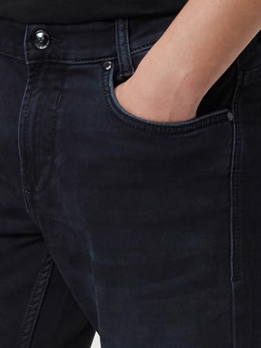 Image of MUFTI Men's Black Skinny Fit Stretch Jeans