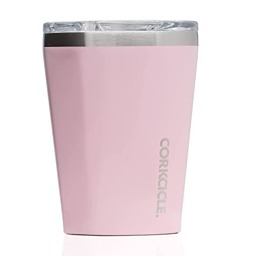 Corkcicle Tumbler - Triple Insulated Stainless Steel Travel Mug with Shatterproof Lid - Spill Proof, Reusable, BPA-Free, Dishwasher Safe - Gloss Rose Quartz, 355ml/12oz