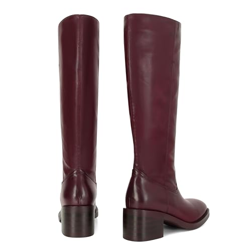 Image of DOEYG Women's Banana Knee High Boots Square Toe Chunky Block Heel Tall Boots Wide Calf Fashion Comfortable Casual Pull on Long Boots