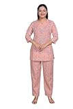 KANJAARA Women's Cotton Co-ord Set, Short Kurta with Elastic Pants, 3/4 Sleeve Night Suit Pajamas Set, Plus...