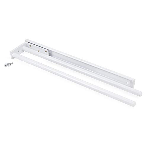 Emuca - Porte-serviettes extensible avec 2 bras, support pour drap de salle de bain ou torchons de cuisine en alluminium anodisé mat, longueur 440mm