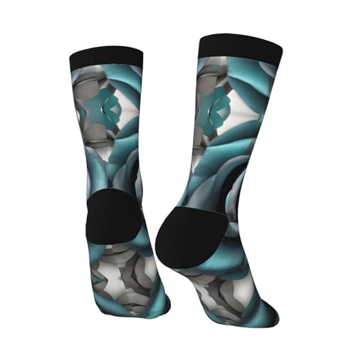 Teal Gray Rose Adult Sports Socks-Men'S Cotton Mid-Calf Socks:A Fusion Of Comfort,Style,And Functionality4