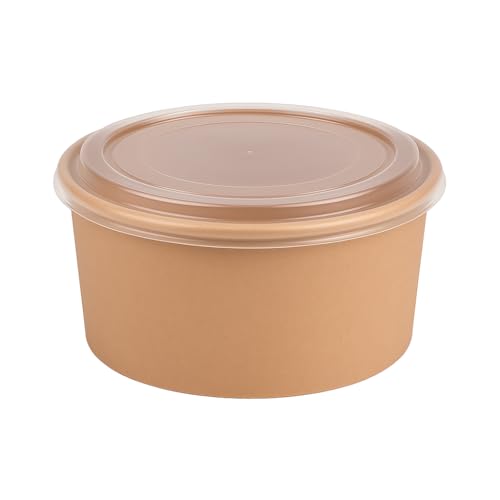 Arredo Chef – Bol Salade Kraft 750 ML avec Couvercle PP – Jetable Alimentaire Étanche – Pour Plats Chauds ou Froids à Emporter – Lot de 50 – Micro-ondable
