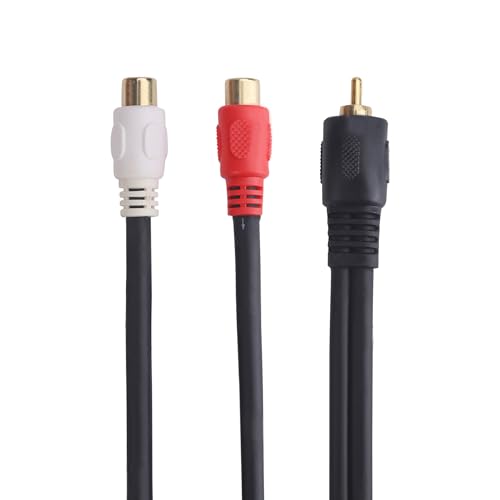 Image of MX RCA Cable 2RCA to 2RCA Stereo Audio Cable Gold Plated Adapter Dual Shielded for Home Theater Amplifier Hi-Fi System Car Sound Speaker PARENT (1 RCA MALE / 2 RCA FEMALE, 0.30 METER)