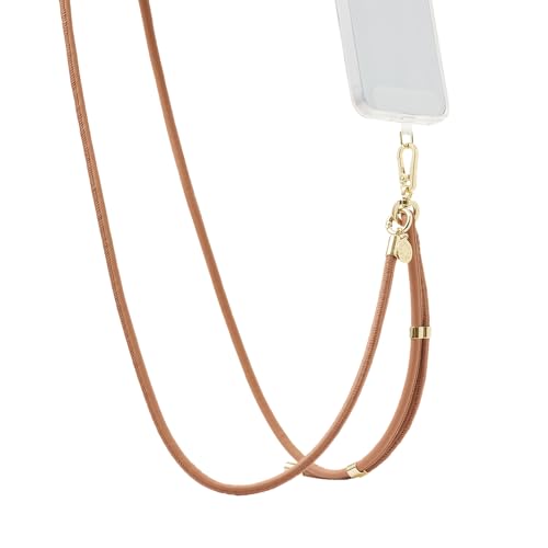 Image of PopSockets Crossbody Phone Strap & Lanyard, Brown - Cognac