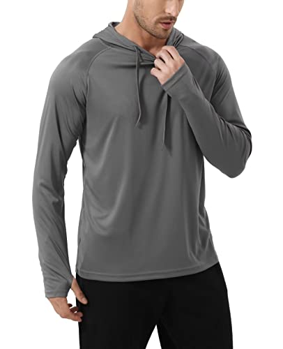 Yundobop Camisa de natación de manga larga con protección UPF 50+ para hombre, ligera, para correr, para pesca, Gris Carbón, X-Large