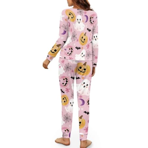 Image of Womens Lounge Set Long Sleeve Soft Pajama Sets | Casual 2 Piece Pj Outfit, Crewneck Sleepwear with Pockets, Adjustable Drawstring, Soft Comfy Fall Pajamas, Plus Size