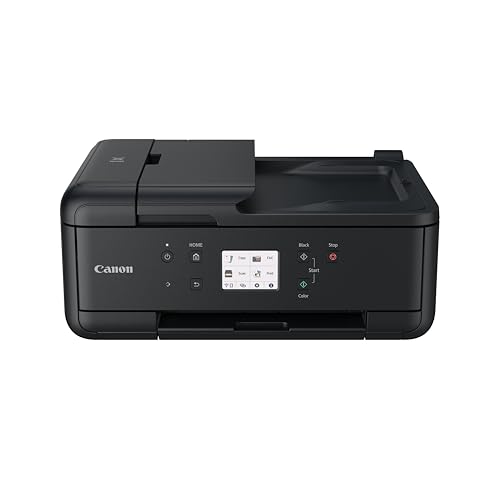 Canon Pixma TR7650 Impresora Multifunción 4 en 1, Sistema de Inyección de Tinta, Copiar, Imprimir, Escanear, Fax, WiFi, 5 Cartuchos de Tinta Independientes, ADF 20 Hojas, Pantalla Táctil, A4, Negro