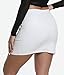EG CHRIS G Leather Skirt for Women High Waisted Side Slit Zipper Bodycon Mini Skirts （Zipper White,M