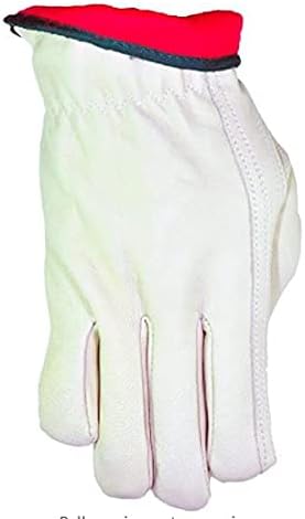 KT Gloves Cold Weather Premium Genuine Grain Cowhide Leather GLoves with Red Fleece Lining (12 Pairs)