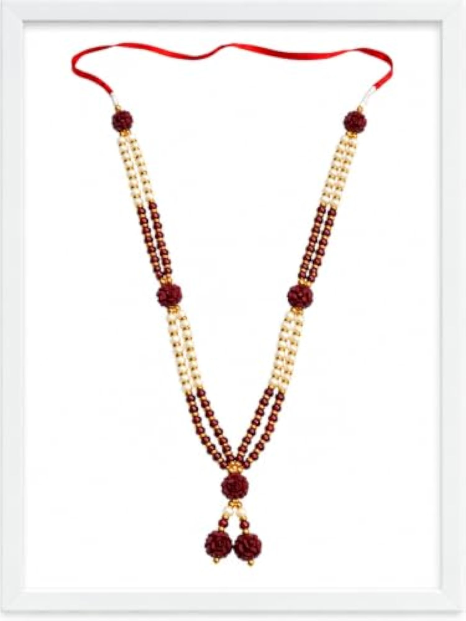 Chandan Scented Wooden Mala Rudraksh Haar for Decorative Pooja
