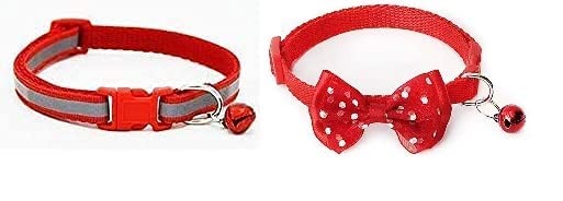 Woofy Nylon Reflective Safety Cats Collar with Bells, Dog Cat Pet Bowknot Cute Bow Tie Bell Adjustable Puppy Kitten Necktie Collar - Pack of 2 (Red) (B0BDVQWQYT) Amazon Price History, Amazon Price Tracker