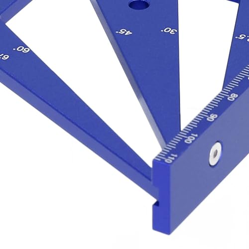 Règle de mesure multi‑angles en aluminium bleu pour traçage de précision