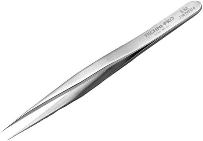 758TW474-4.7' High Precision Tweezers, Style 3, Anti-Acid/Anti-Magnetic Stainless Steel, Fine, Pointed