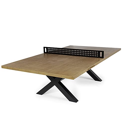 JOOLA Berkshire Outdoor Table Tennis Table - Multi Use Conference Table Dining Table - Concrete Oak Wood Look Includes Steel Outdoor Ping Pong Net Set & Frame - Hybrid Indoor Outdoor Ping Pong Table