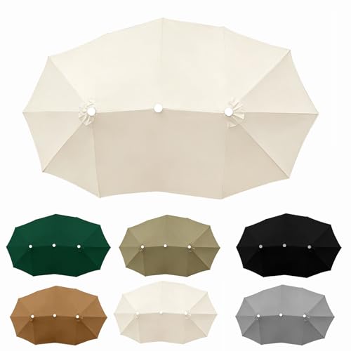 Genérico Funda de Recambio para Sombrilla Tres lados 460x270 cm Tela de Poliéster Impermeable con Protección UV Toldo de Repuesto para 12 Varillas, Jardín o Terraza (Solo la Tela)(Beige)