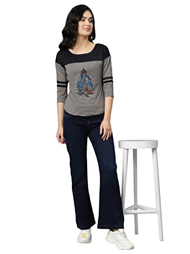 Image of OM SAI LATEST CREATION Women's New 3D Printed Lycra 3 /4 Sleeve Regular Fit Office wear,Casual wear Western Top