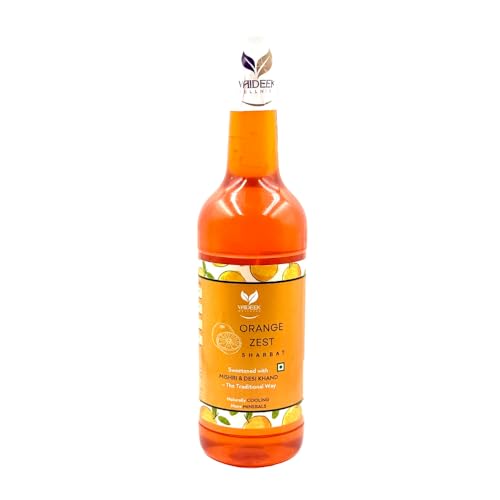 Image of Vaideek Orange Zest Sharbat 750ml | Natural Orange Syrup Drink with Mishri & Desi Khand | No Refined Sugar Summer Beverage | Citrus Sharbat for Refreshing Drinks