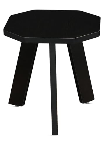 Image of SBF Furniture Wood Mini Hexagonal Side Table, 30 cm, Matte Finish, Modern Minimalist Design, 3 Angled Legs (Wenge Black.)