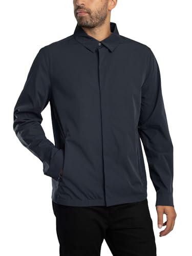 Lyle & Scott Men's Zip Through Nylon Overshirt, Dark Navy, M