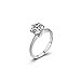 Daesar Ring 18K Weißgold für Damen 6-Steg-Krappenfassung Rund Moissanit 0.5ct Hochzeit Ring Weißgold Trauring mit Diamant Große 45 (14.3)