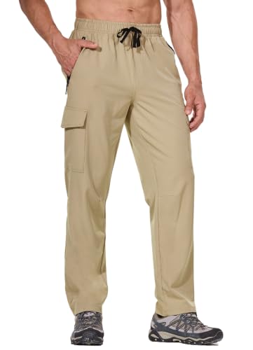 baleaf Men's Hiking Pants Lightweight 30" Cargo Water Resistant Tannin L