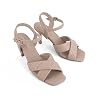 Greatonu Women's Square Toe heels Open Toe Slip-on Sandals Heeled Mules