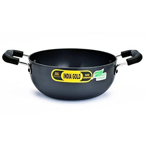 Image of India Gold Hard Anodized Aluminium Kadhai Induction and Gas Stove Friendly, 2 Litre, 20cm