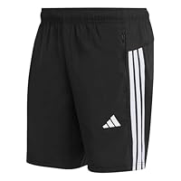adidas Men's Workout Essentials Base 3 Stripes Woven Short, Black/White, L 5 inch