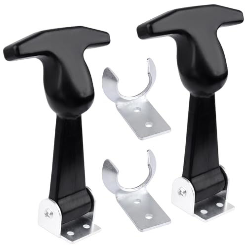 Elastic Stainless Steel Rubber Hood Catch - Flexible T-Handle Hasp Rubber Flexible Draw Latches with Brackets for Toolboxes, Coolers, Vehicle Engines, Hoods, RVs, ATVs, and DIY Needs (2 Pcs)