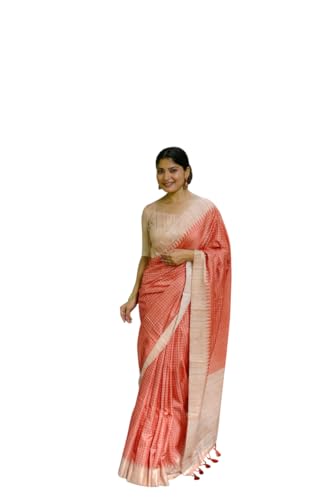 Image of SATIKA VASTRAM Tussar Silk Saree Solid Design Pure Soft Thread Weaving Contrast Border And Rich Pallu With Blouse Piece