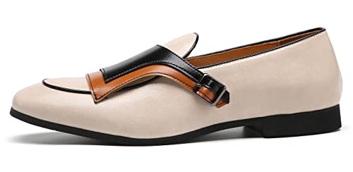 Santimon Mens Monk-Strap Loafers Casual Formal Business Shoes Moccasins Smoking Slipper2