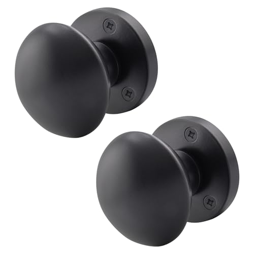 EAI Black Door Knobs - 1 Pair of Matt Black Victorian Mortice Knobs (55mm) for Internal Doors