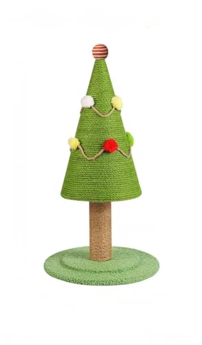 SIzlaho クリスマスツリーの爪とぎポスト、猫のおもちゃ、猫の登山フレーム、爪研ぎ器、耐久性、傷防止、家具の損傷を防ぐ、長持ち、かわいい、ペット用品、サイザル素材、家の装飾 (35*35*62cm)