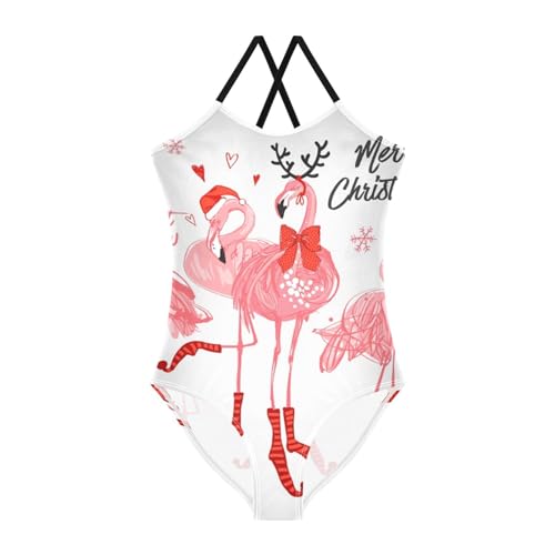 Aflyko Festive Girls Basic Print Halter Swimsuit One Piece Beach Swimwear 3-10T - Main Image